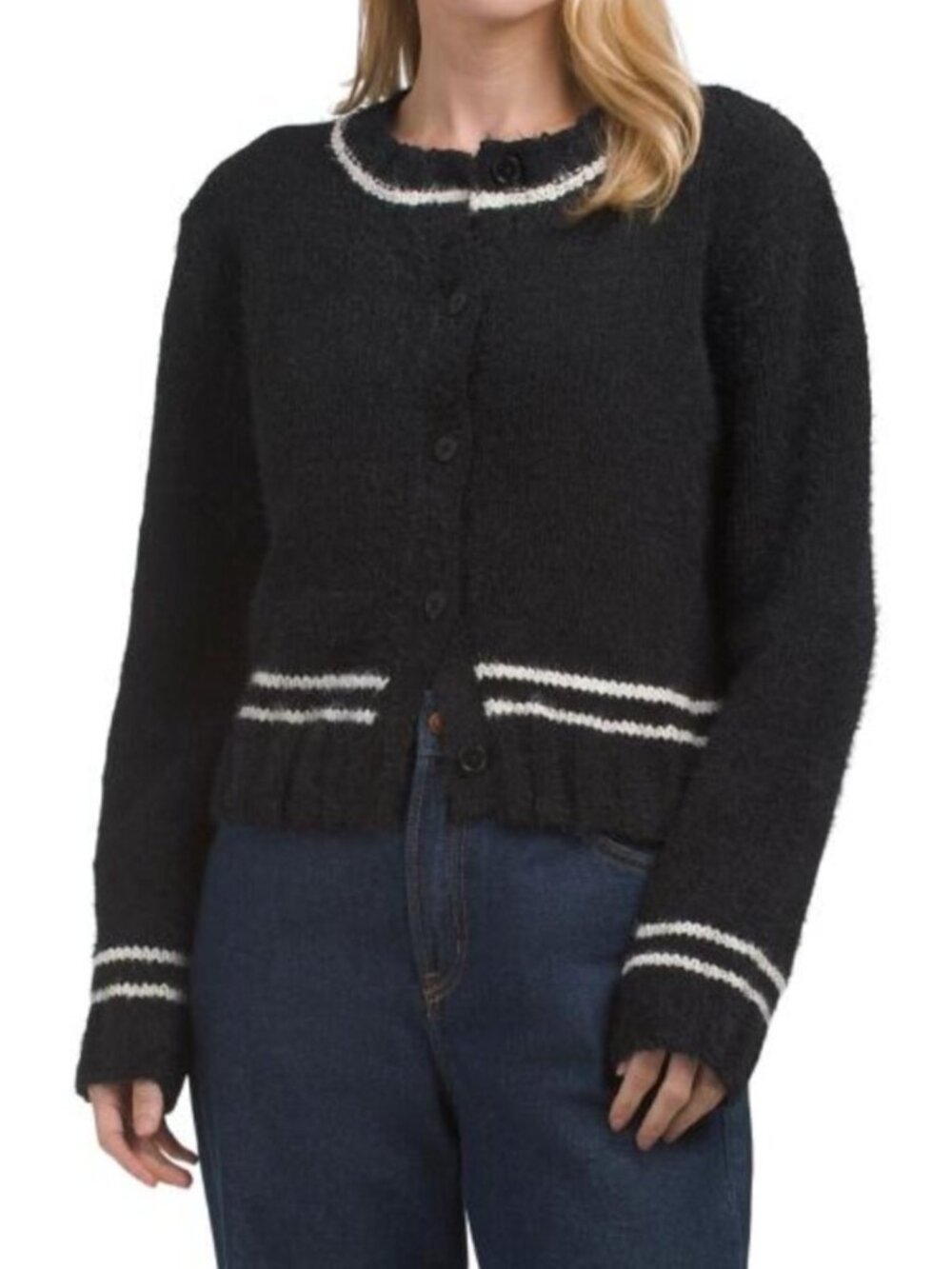 BELLA DAHL Contrast Stripe Cardigan